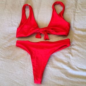 Cherry red high waisted bikini